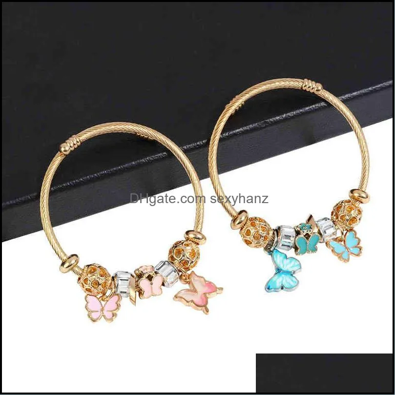 Bracelets bracelet version east gate alloy net Beaded Butterfly Pendant creative small  and fashionable