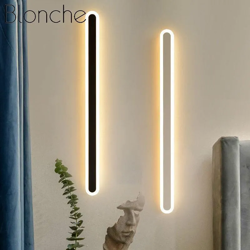 Minimalist Line Wall Lamp Bedroom Bedside Long Strip Light Sconces Modern Led Mirror Living Room Home Indoor Lighting