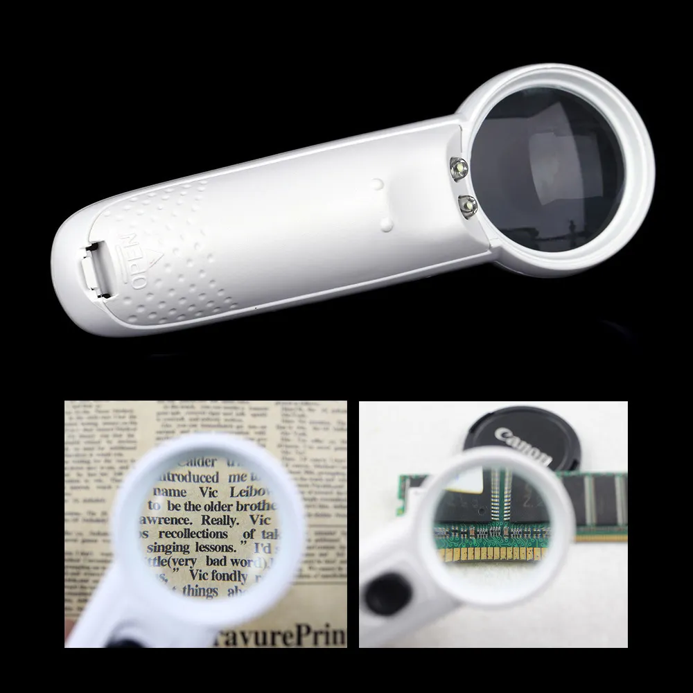 2つのLEDライトランプが付いている15倍の顕微鏡多機能の携帯用のハンドヘルド拡大鏡ルーペの虫眼鏡ツールのルーペ