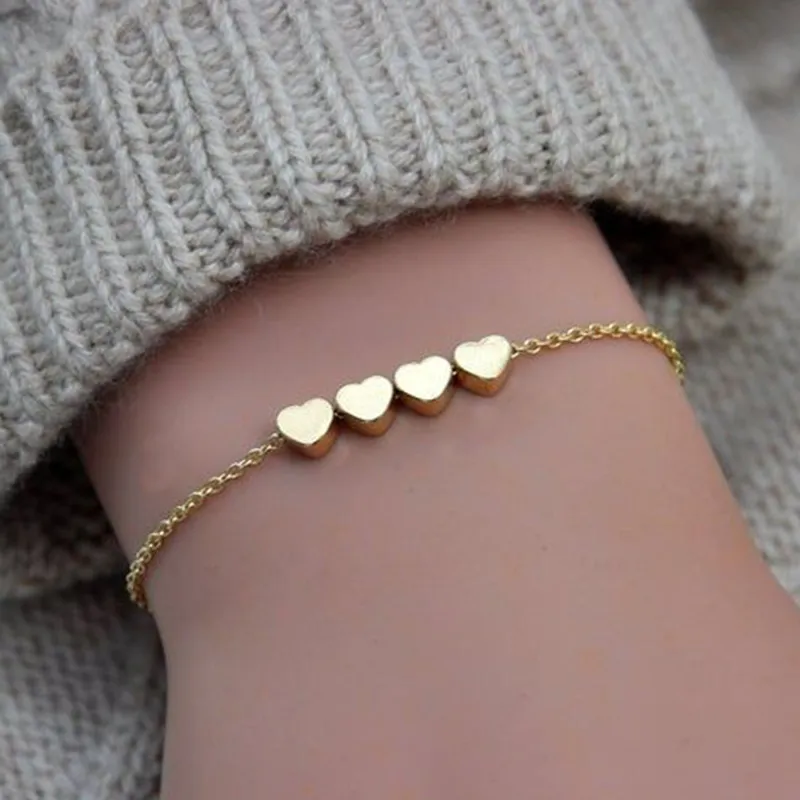 Coração do pêssego do vintage ouro prata cor pulseira de bracelete para mulheres meninas presentes populares jóias por atacado