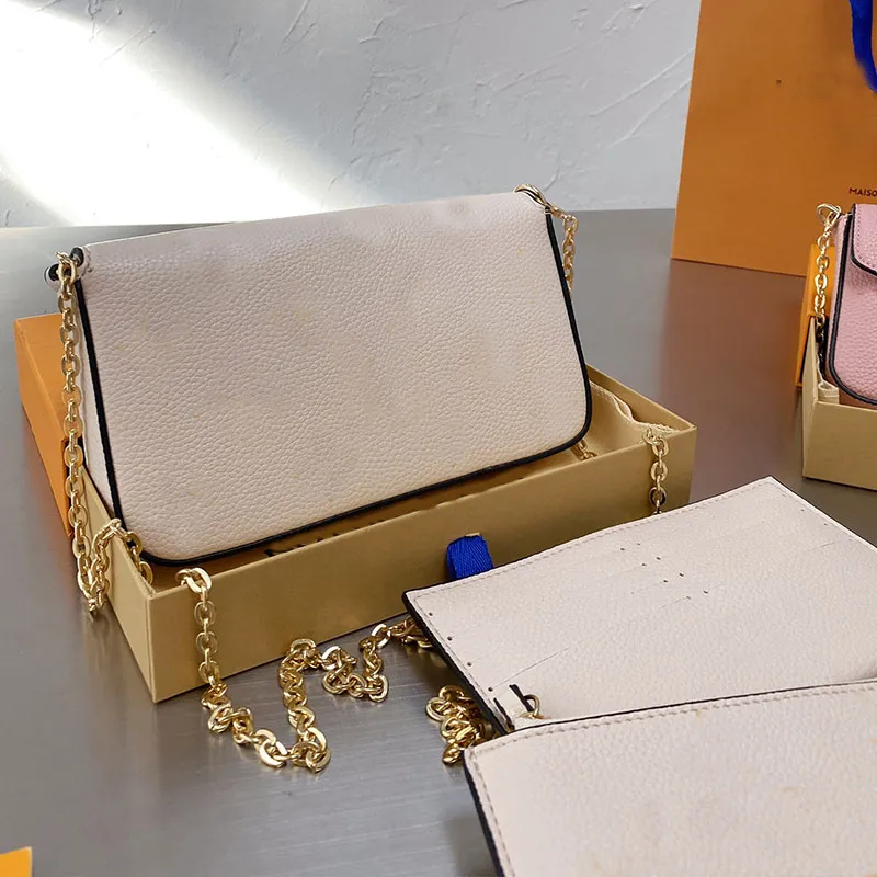Women Chain Handbag Wallets Set Crossbody Shoulder Bag Clutch Fashion Letter Gradient Design Handbags Hasp Purse Multi Pochette