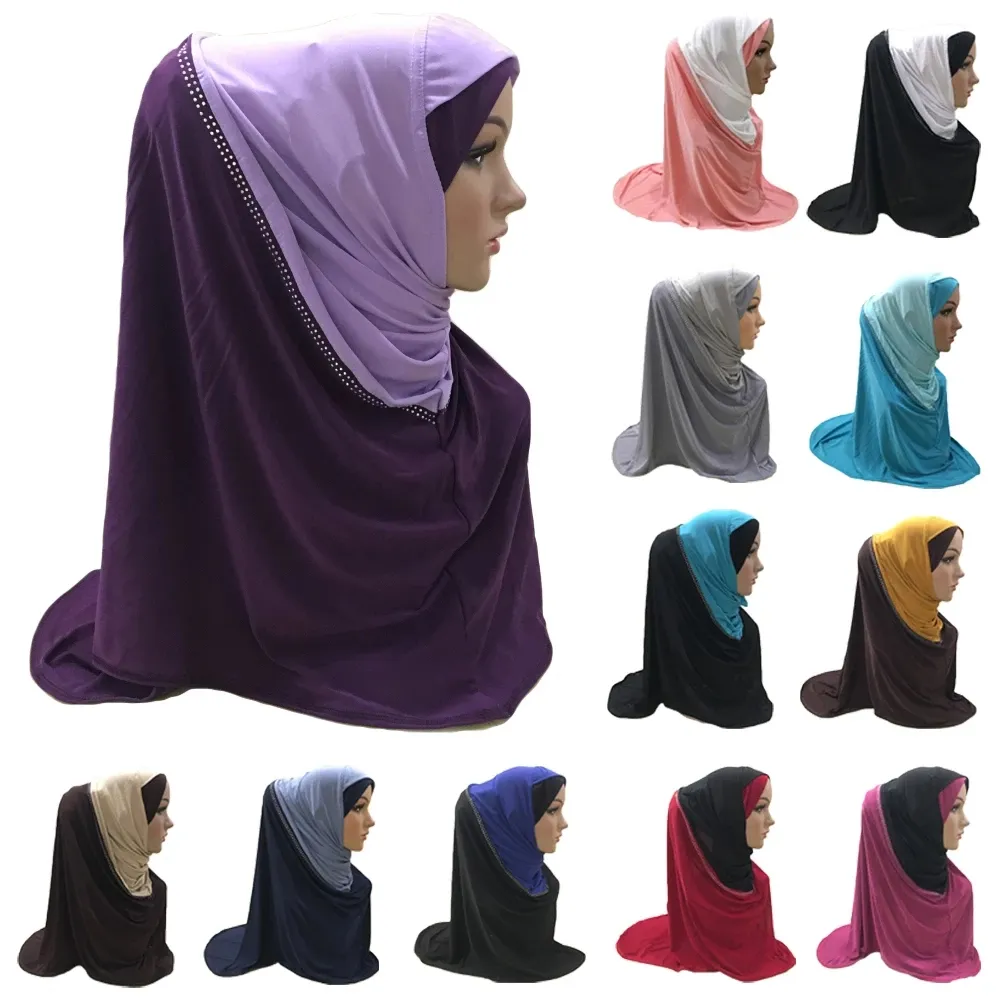 Foulard Hijab Amira pour femmes musulmanes, une pièce, à enfiler, couvre-chef prêt à l'emploi, couverture complète, châle, Turban islamique, casquettes du Ramadan