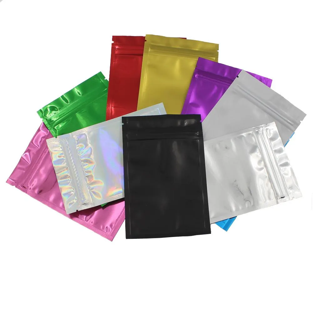 2021 Doypack colorato foglio di alluminio Zip sacchetto di imballaggio richiudibile a chiusura lampo Mylar Candy fai da te CrSDFSDFS