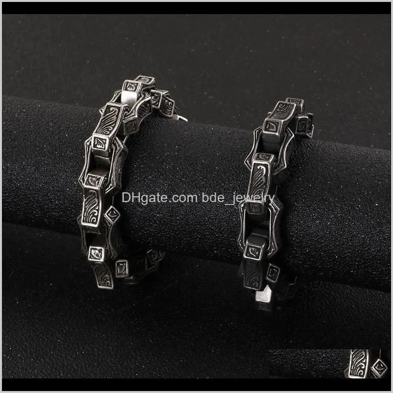 vintage square biker bracelet hiphop men black stainless steel cuff punk box chain custom bangle man fashion jewelry