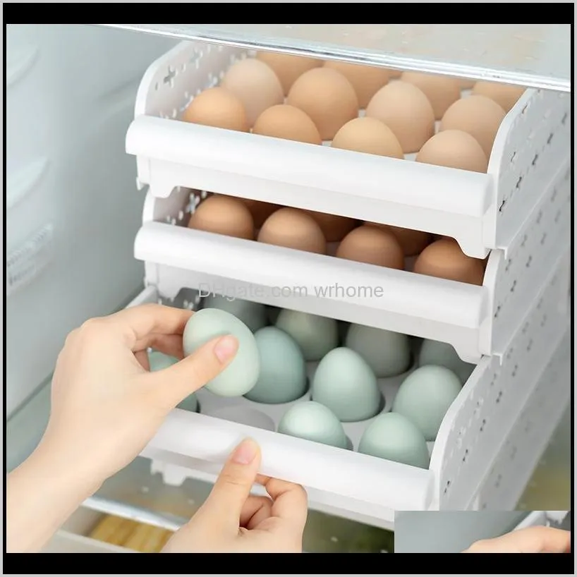 stackable multi-layer refrigerator drawer storage box for easy egg rack bottles & jars