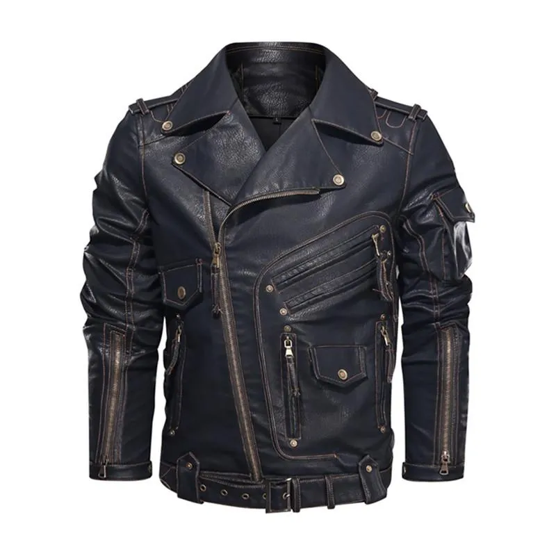Motociclista de couro masculino homem moda moto motocicleta pu outerwear raça casacos frescos zipper bolsos tamanho 5xl jaquetas masculinas