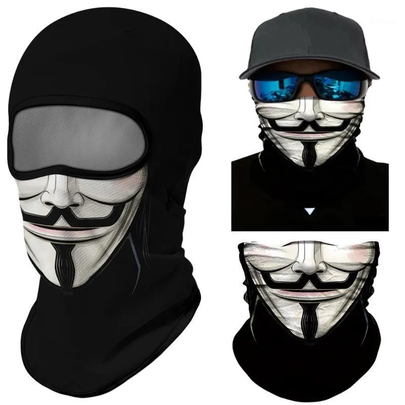 Cykla kepsar Masker Triangel Scarf Neck Gaiter Vendetta Balaclava Motorcykel Full Face Cover Tvättbar öronmask Anonym Vindtät Bandana