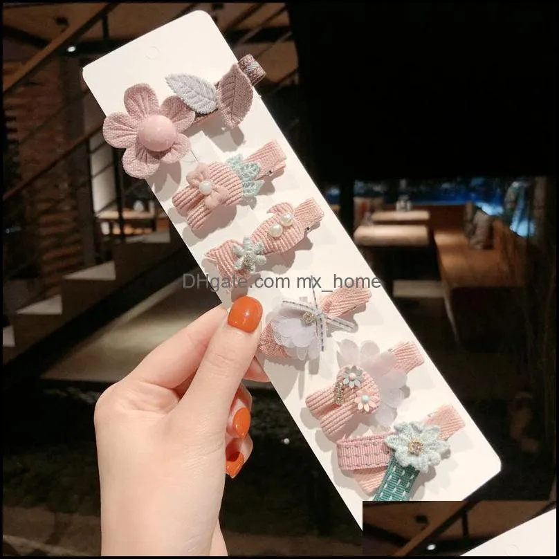 6PCS/set 2021 Cute Children Hairpin Baby Ear Side Bangs Clip Flower Animal Fruit Headdress Female Hair Accessories FJ20