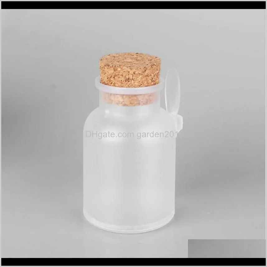 frosted plastic cosmetic bottles containers with cork cap and spoon bath salt mask powder cream packing bottles makeup storage jars