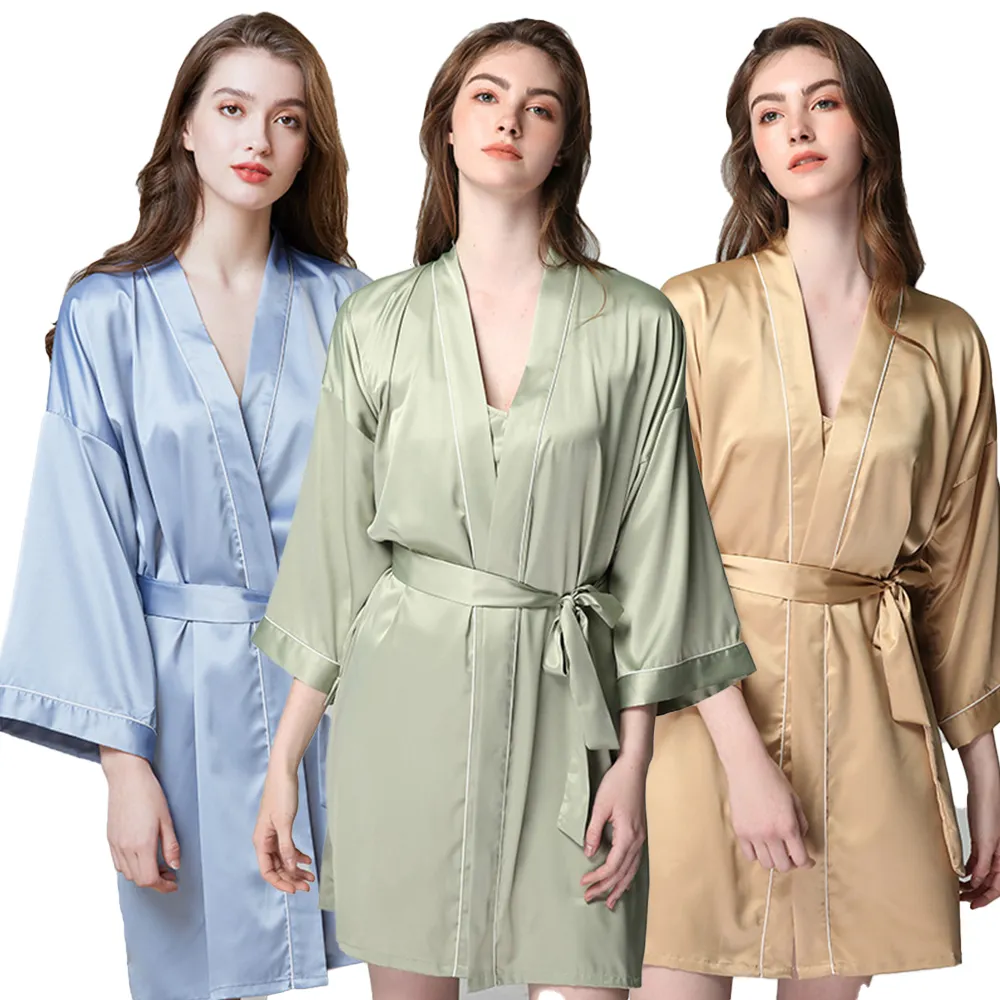 Sexy Kobiety Rayon Kimono Szlafrok Panna Młodej Druhna Ślubna Szata Zestaw Pleasear Casual Home Clothing Nighwear Yukata Sleepshirts