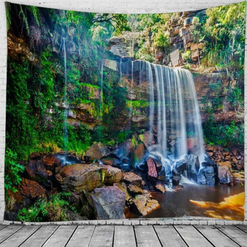 Spectacular Waterfall Landscape Tapestries Wall For Home Deco Living Room Bedroom Large Size 210609