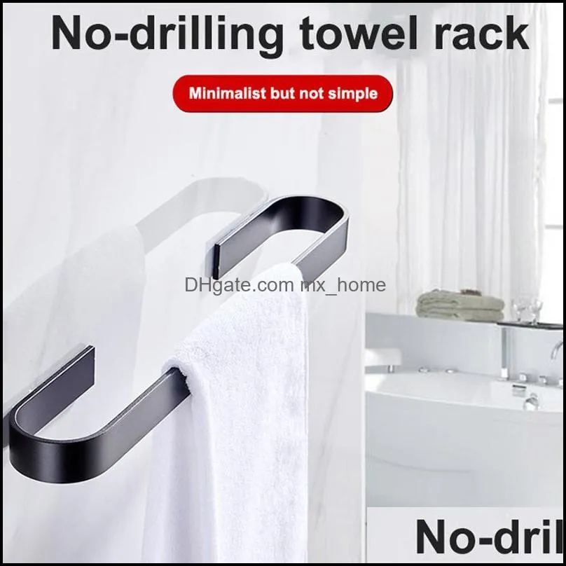 2Pcs Towel Rail Rack Towel Holder Bathroom Towels Rack Hanger Space Aluminum Wall Hanging Bar Storage Shelf