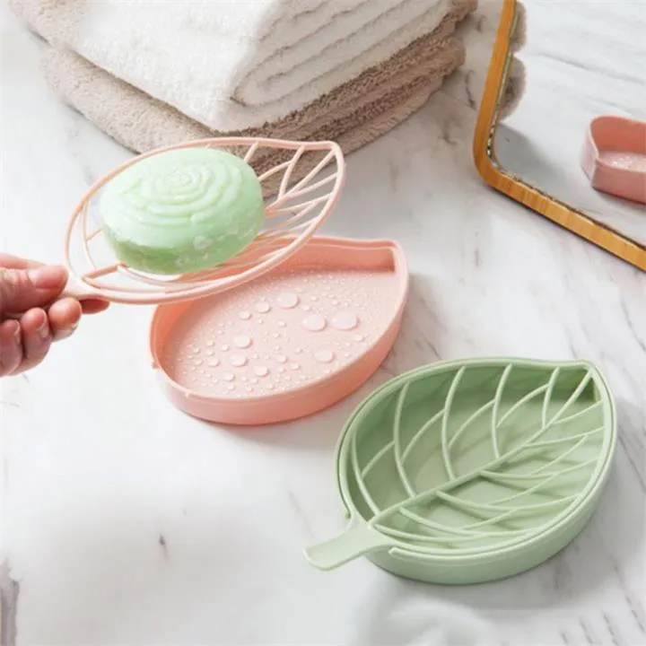 Leaf shape soap holder Non slip soap box Toilet shower tray draining rack bathroom gadgets soap dish tray holder