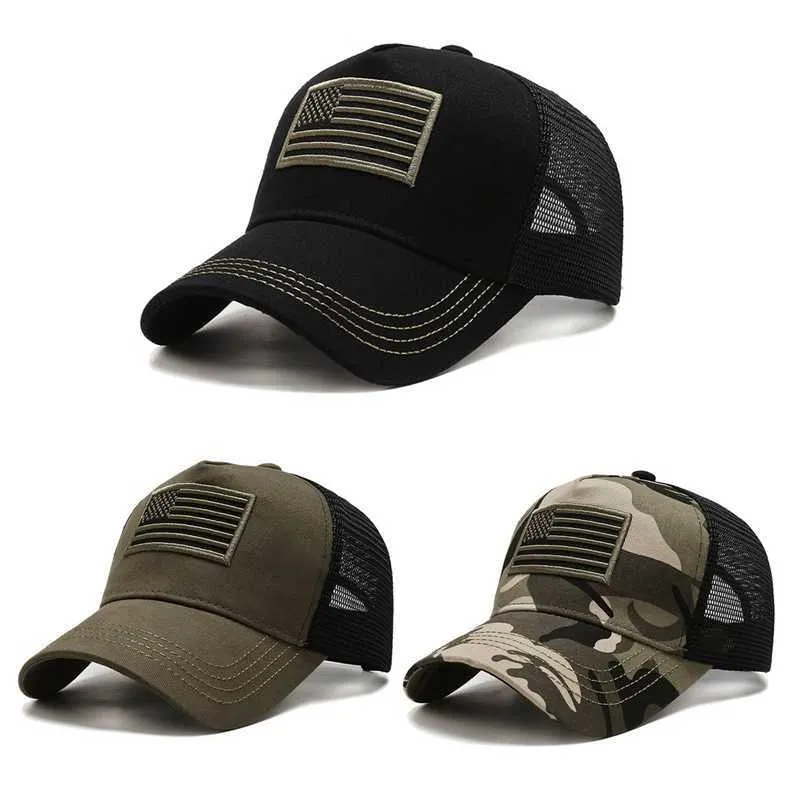 Baseball Cap Men Tactical Army Cotton Military Dad Hat USA American Flag Us Unisex Hip Hop Hat Sport Caps Outdoor Hats Q0811121445236U