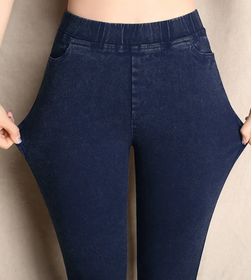 Pantalones de talla grande S-6XL para mujer Invierno Cintura alta Flaco Slim Pantalones para mujer Pantalones de lápiz elástico femenino Pantalon Femme 210519