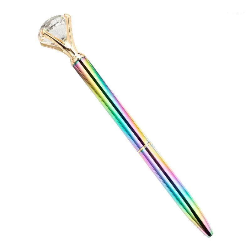 Party Favor Gradient UV Big Diamond Ballpoint Pen Metal Favors Gift Ladies Favorite Business Stationery Black Ink