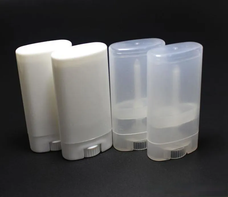 15ml Plastic Bottle Empty Oval Lip Balm Tube Deodorant Containers Clear White Lipstick Fashion Cool Lips Tubes