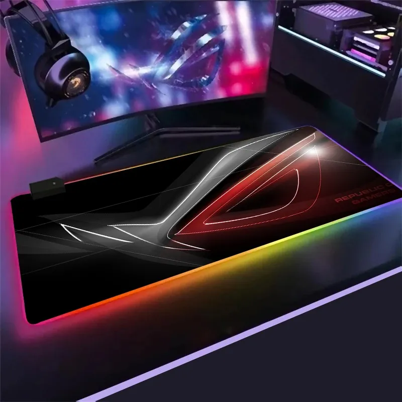 Grande RGB Asus Gaming Mousepad Game Slipmat RGB Led Setup Gamer Decoração  Cool Glowing Teclado Mouse Pad Mouse Pad Presente De $95,02