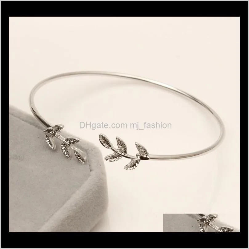 hot bangle bracelet olive branch bangle wholesale shippingbunny leaf bangle open leaves bracelet fashion jm003