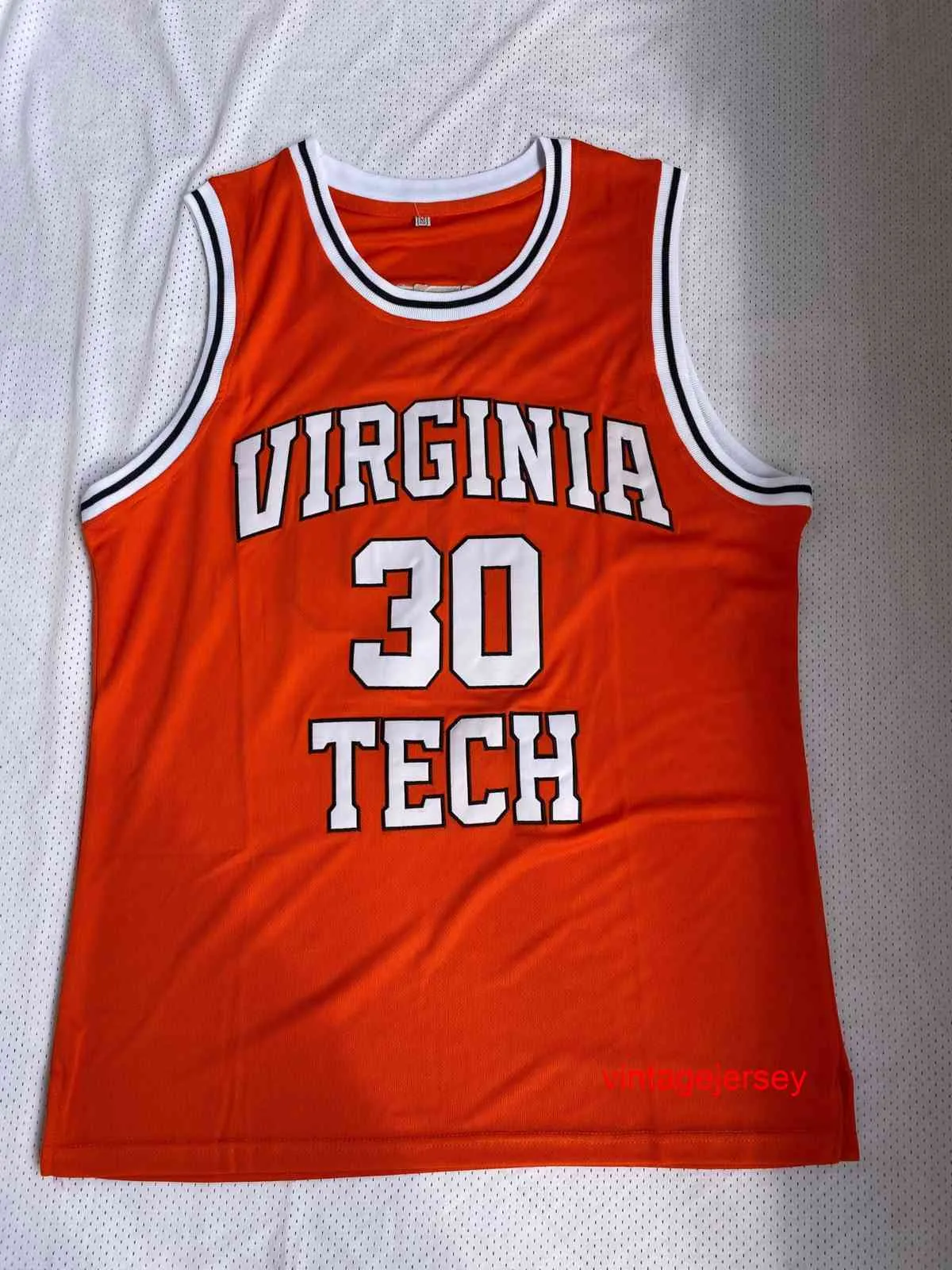 30 Dell Curry Virginia Tech Hokies College Basketball Maillots Hommes Femmes Jeunes Broderie Cousue XS-6XL