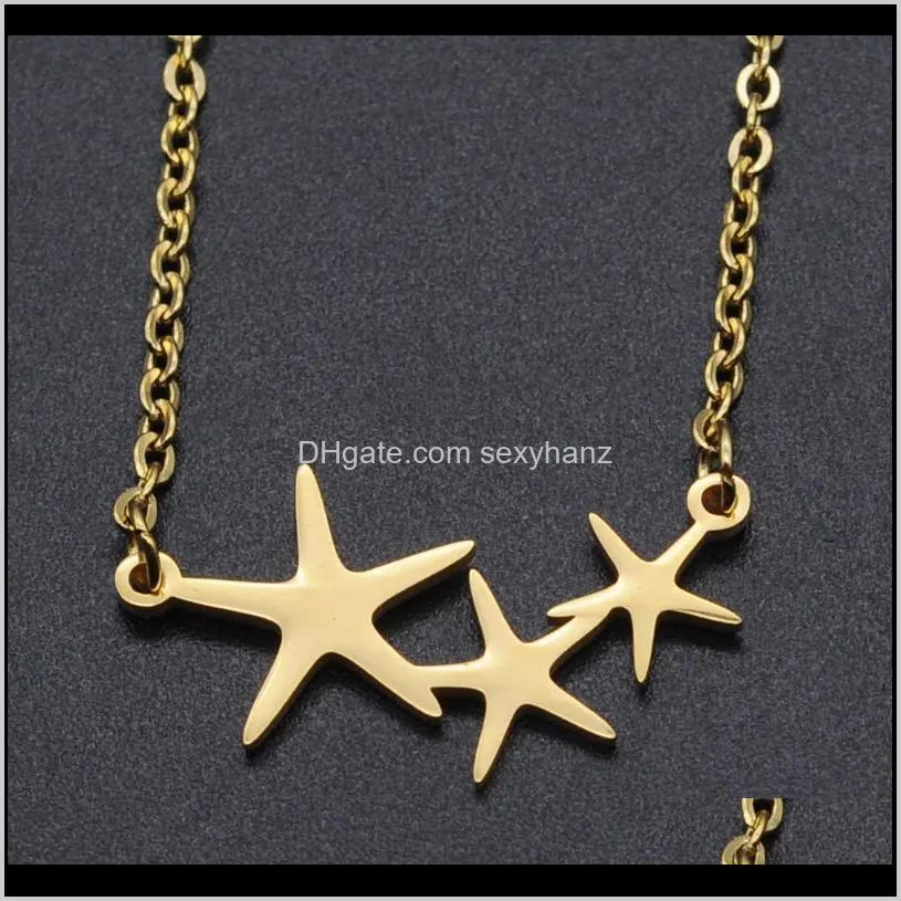 star starfish stainless steel charm necklace for women fashion jewelry necklaces dainty steel necklaces accept oem order