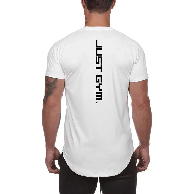 Yaz Spor T Gömlek Erkekler O Boyun Mesh Erkek Kısa Kollu T-shirt Hızlı Kuru Tee Üst Erkek Slim Fit Gym Tee Gömlek Homme 210421