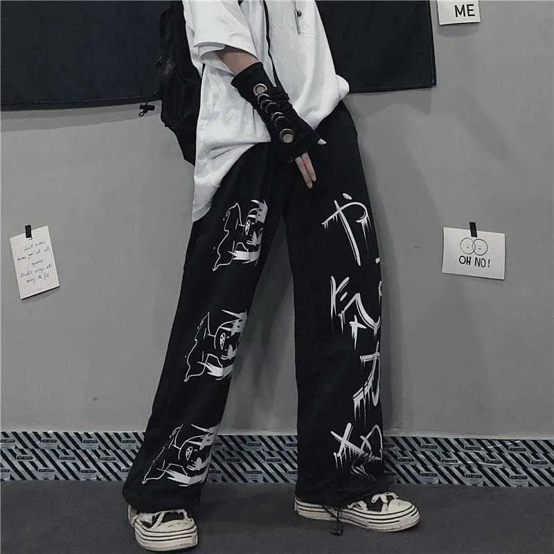 Japanese Anime Print Oversized Sweatpants For Women Vintage Streetwear,  Wide Leg Pants For Jogging, Casual Stradivarius Trousers, Mall Goth Style  By QWEEK 211006 From Kong01, $15.82