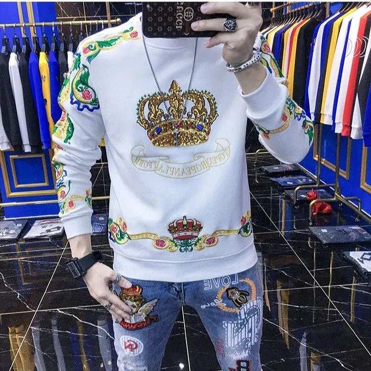 2021 Winter Spring Heavy Industry Embroidered Mens Crown Black