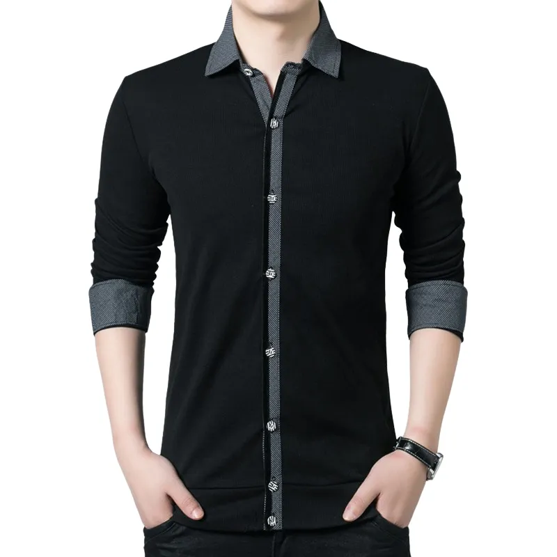 Camicie da uomo in cotone sfuso abbigliamento di marca top oversize magliette casual a maniche lunghe primavera autunno moda magliette da uomo
