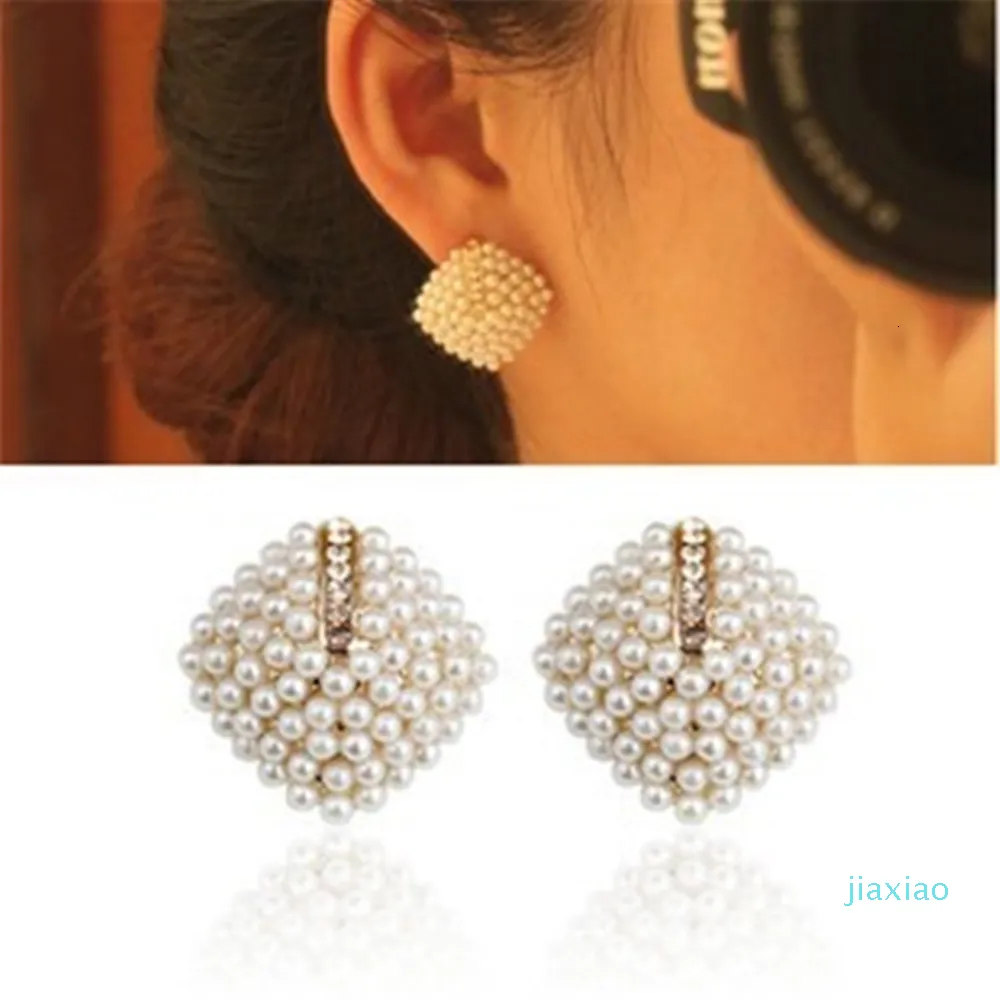 새로운 패션 액세서리 한국어 기질 작은 진주 다이아몬드 귀걸이와 함께 상감