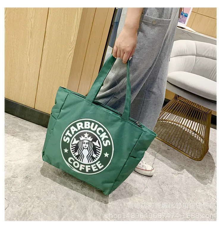Starbucks Designer bolsas de lona de compras Sacos de armazenamento recipiente preto verde alta capacidade estudante portátil zipper organizer mamãe travel totebags presentes