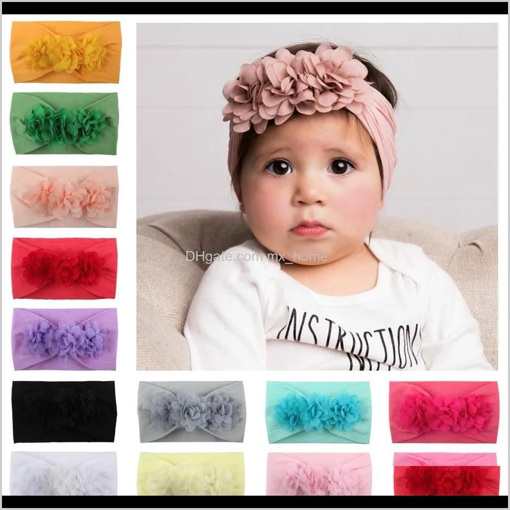 baby girl headbands chiffon flannelett flower kids toddler bow hairband nylon big floral elastic hair bands lovely hair accessories