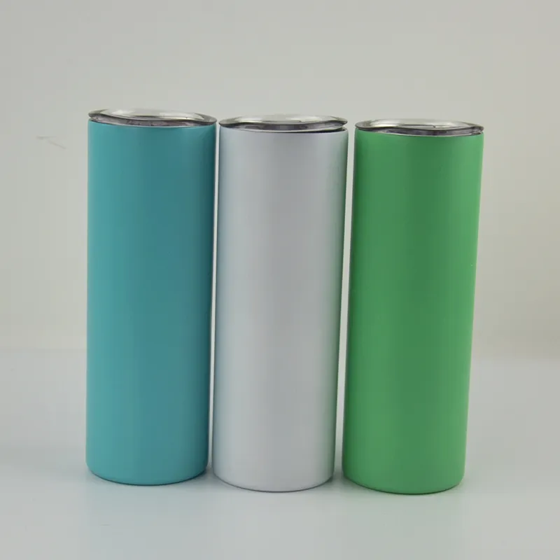 20oz sublimation tumbler straight cup glow in dark luminous skinny tumblers Stainless Steel insulated mug double wall water coffee cups with plastic lid