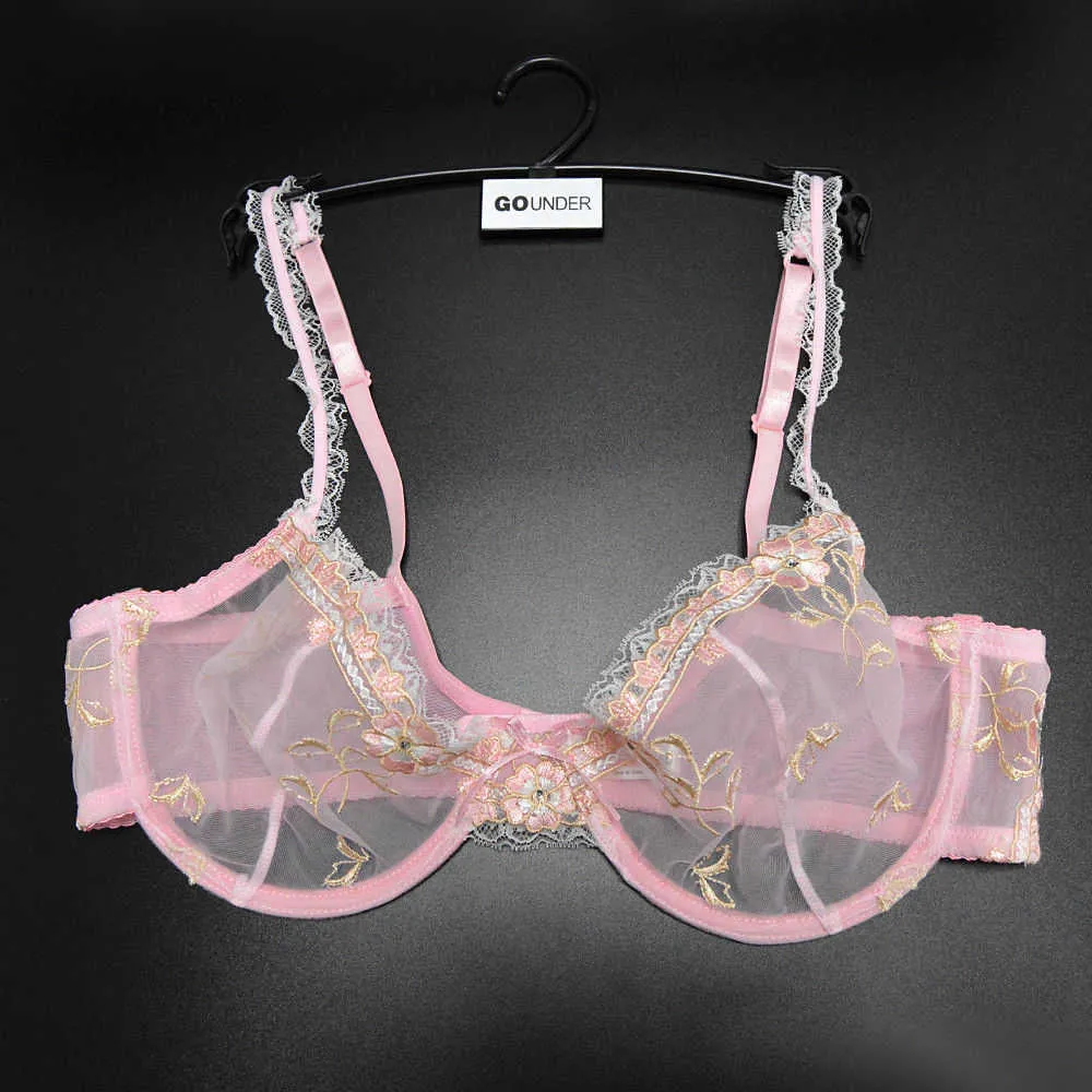 YANDW Floral Lace Embroidered Non Wired Bras Ultra Thin, Transparent, Sizes  70 100 EU/US/UK Sexy Womens Non Wired Bras From Ai829, $32.83