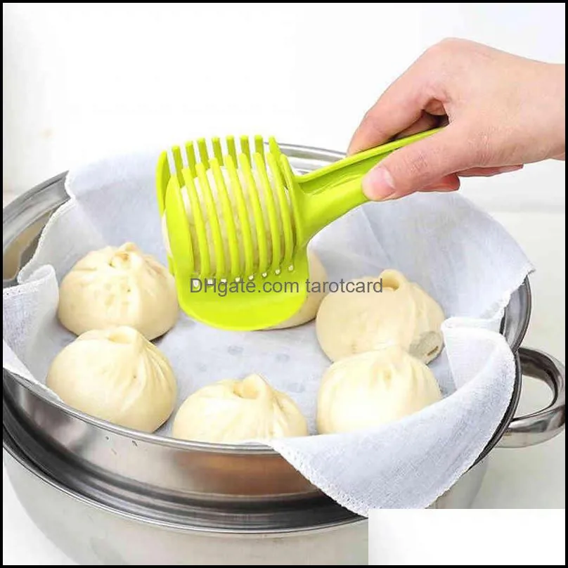 Plastic Slices Tomato Cutter Shredders Fruit Vegetable Tool Onion Lemon Cutting Holder Kitchen Gadgets Cooking Tools ABS Round
