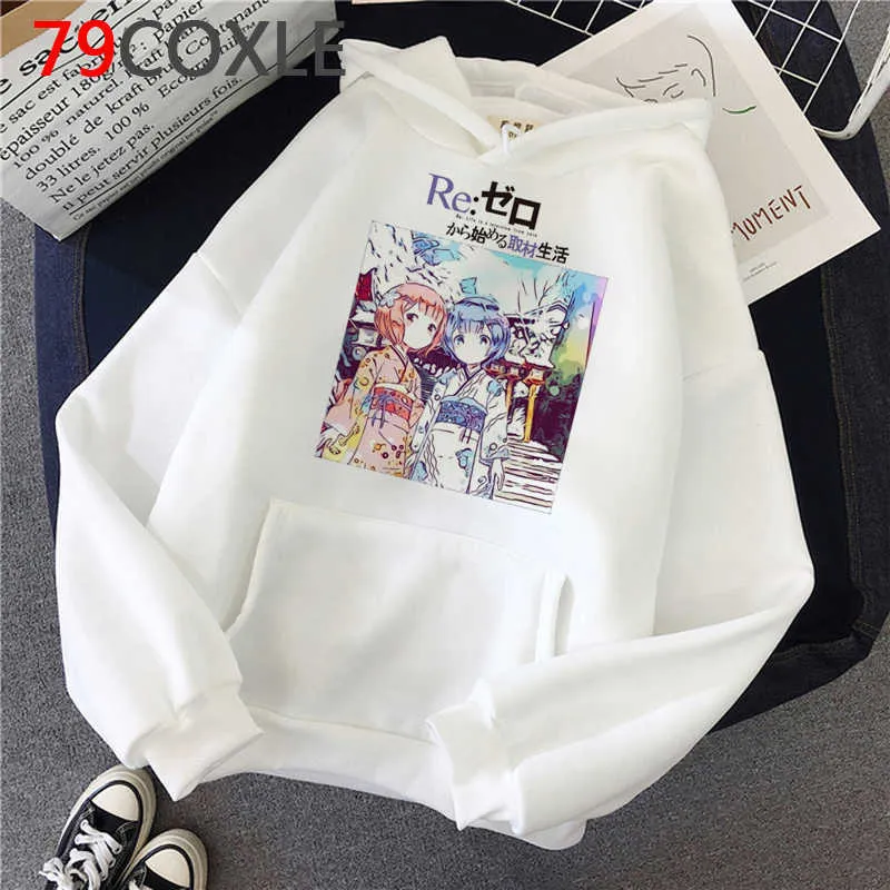 KONDZ Re Zero Hoodie Pull À Capuche Anime Commencer La Vie Dans Un Autre Monde REM Et Ram Anime Japonais Sweats À Capuche À Manches Longues