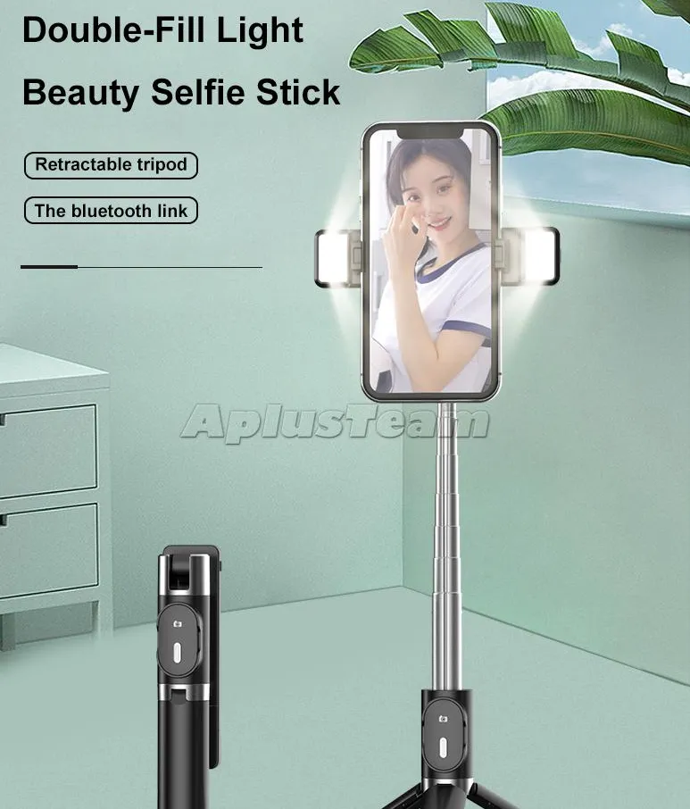 P60D-2 Selfie Stick Wireless Bluetooth-compatível com Bluetooth Mini Tripod com duplo preenchimento Obturador de luz controle remoto para smartphone Nova qualidade de alta qualidade