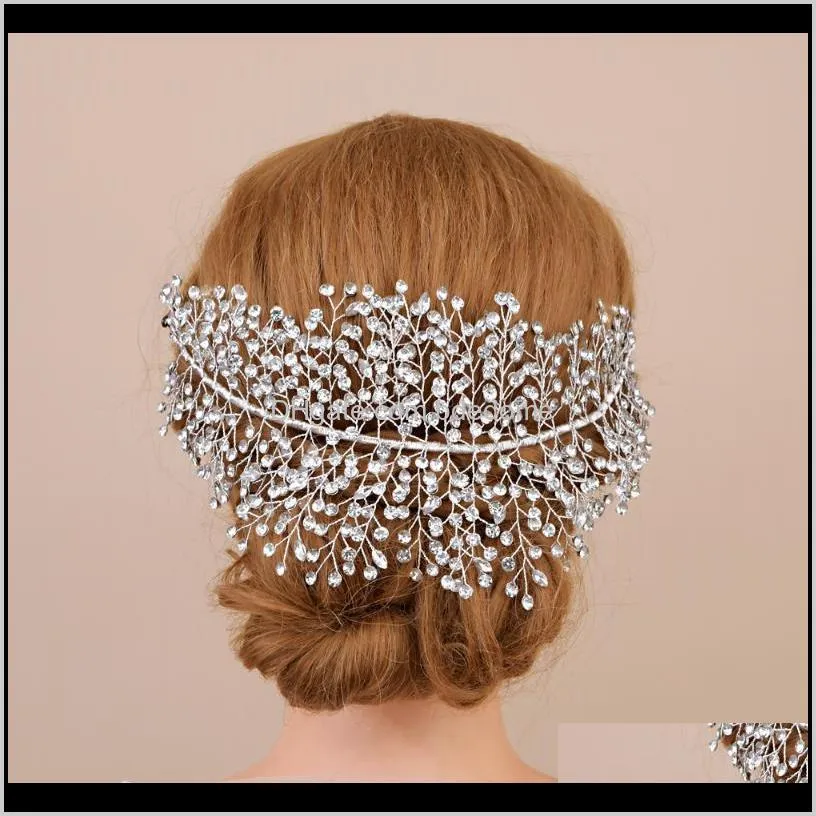 trixy h258 crystal wedding headband romantic silver full rhinestone wedding tiara and crown handmade headpieces