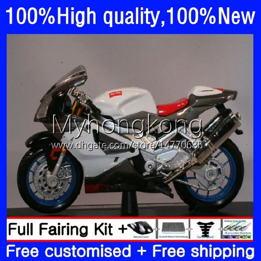 Комплект для тела для Aprilia RSV1000R Mille RV60 RSV 1000 R 1000R 2003 2004 2005 2006 CoSling 9NO.98 RSV1000RR Белый серый Hot RSV1000 RSV-1000 R RR 03 04 05 06 Мотоцикле