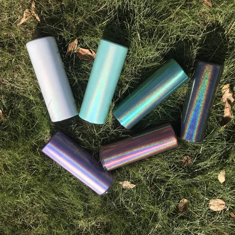 Sublimering tumbler 20oz glitter tumblers rånar rostfritt stål mager tuber regnbåge flaska vakuum isolerad öl kaffe muggar med halm