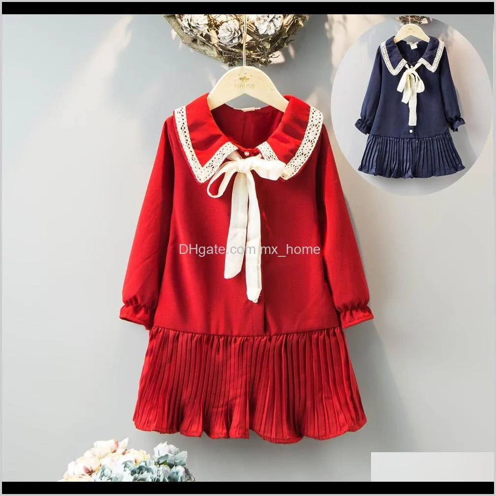 children`s clothing girls long-sleeved dress spring new trend cute bow dress