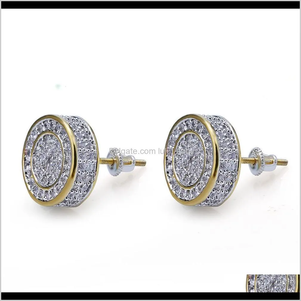new fashion iced silver mens earrings out gold cz bling for  g diamond earrings punk round wedding mens xbcht