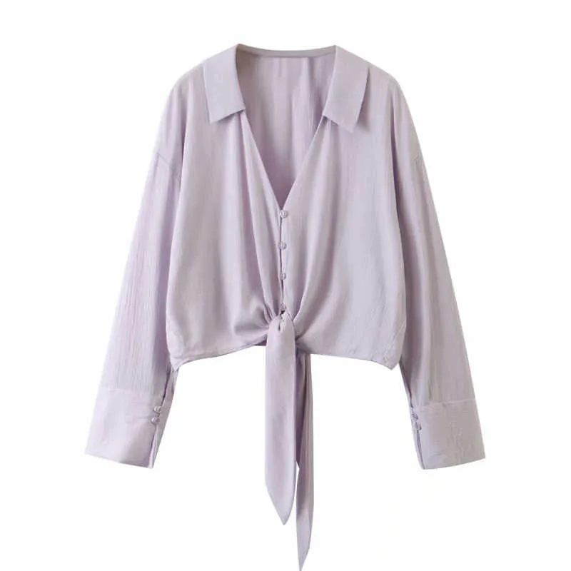 vintage purple women short shirts summer casual ladies blouses fashion female button-fly girls 210527