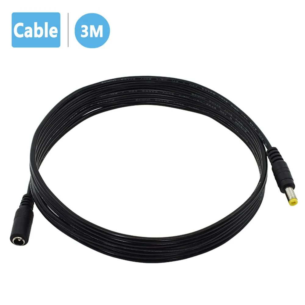 3M 5M Standard DC 12V Power Extension Cable 3 Meter/ 10FT Jack Socket 5.5mm x 2.1mm Male to Female Plug Extension Cord For 12V CCTV Camera LED Solar Panel