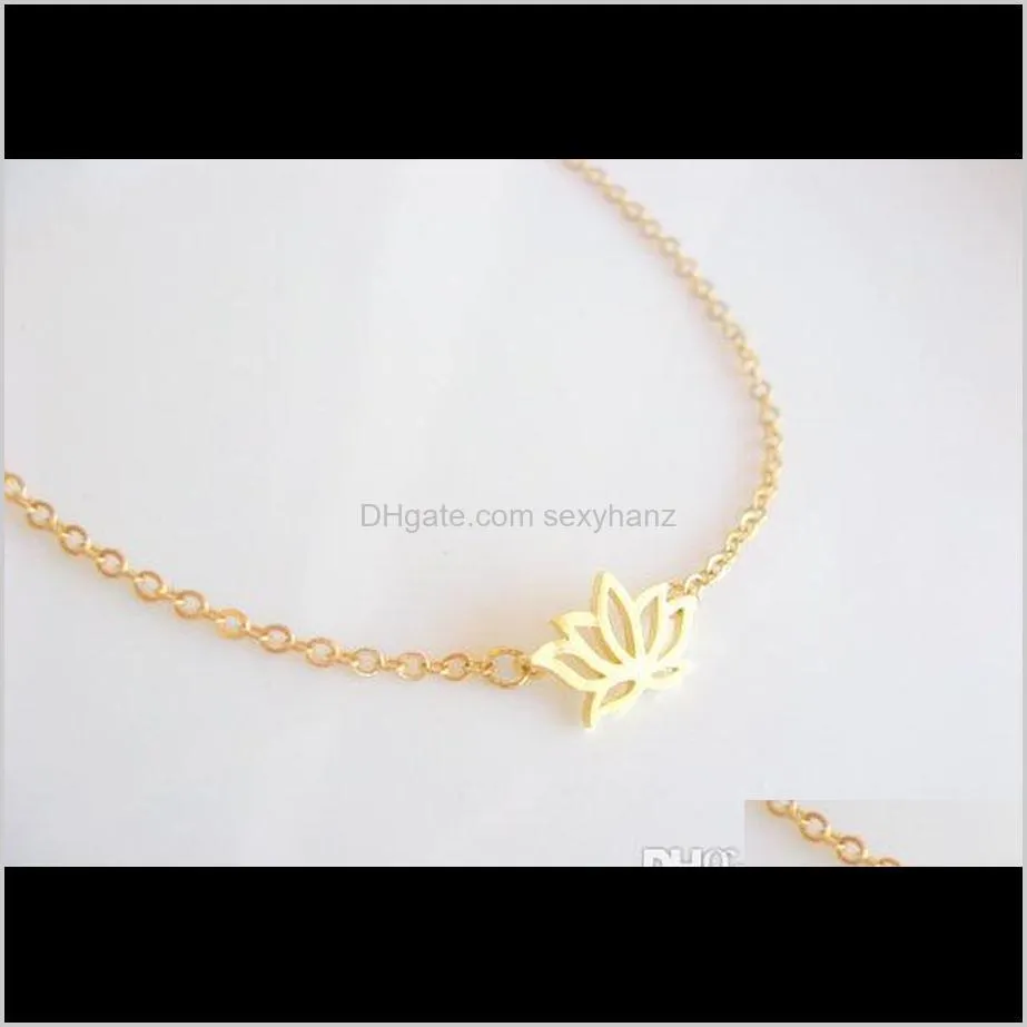 5pcs small plant lotus flower bracelets lotos leaf petal bracelets yoga charm chain jewelry for weddings