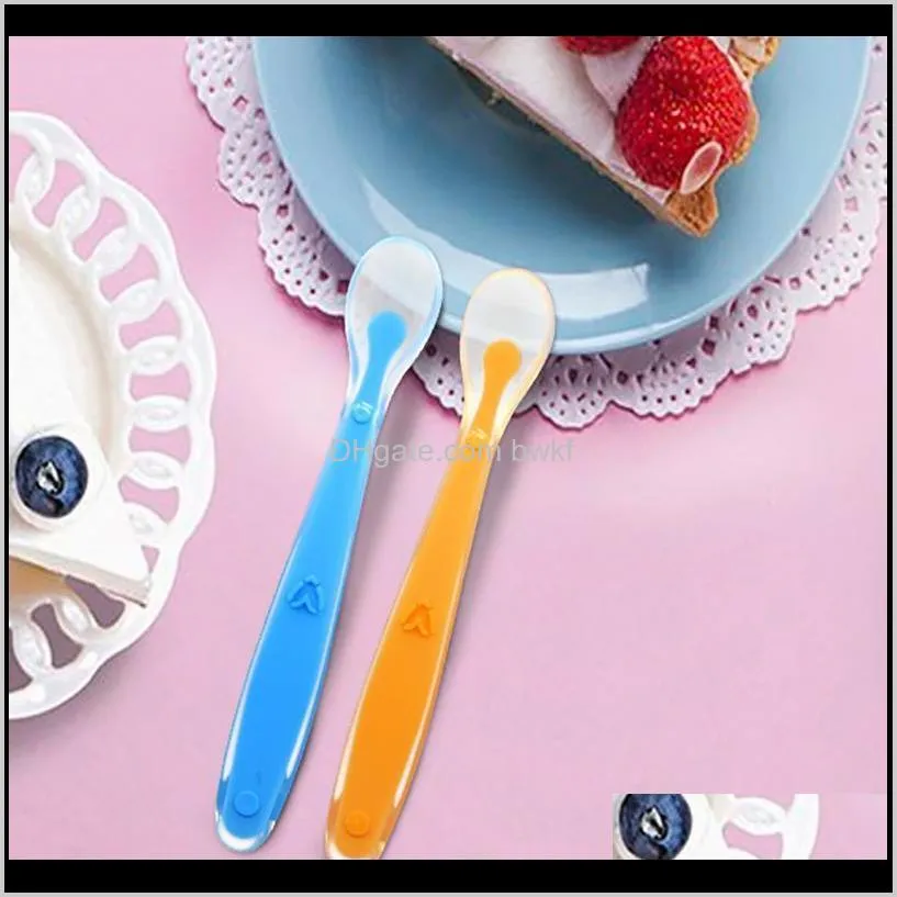 silicone baby soft soup spoon healthy infant sensing temperature sucker kitchen cooking spoon rice spoon childre tableware