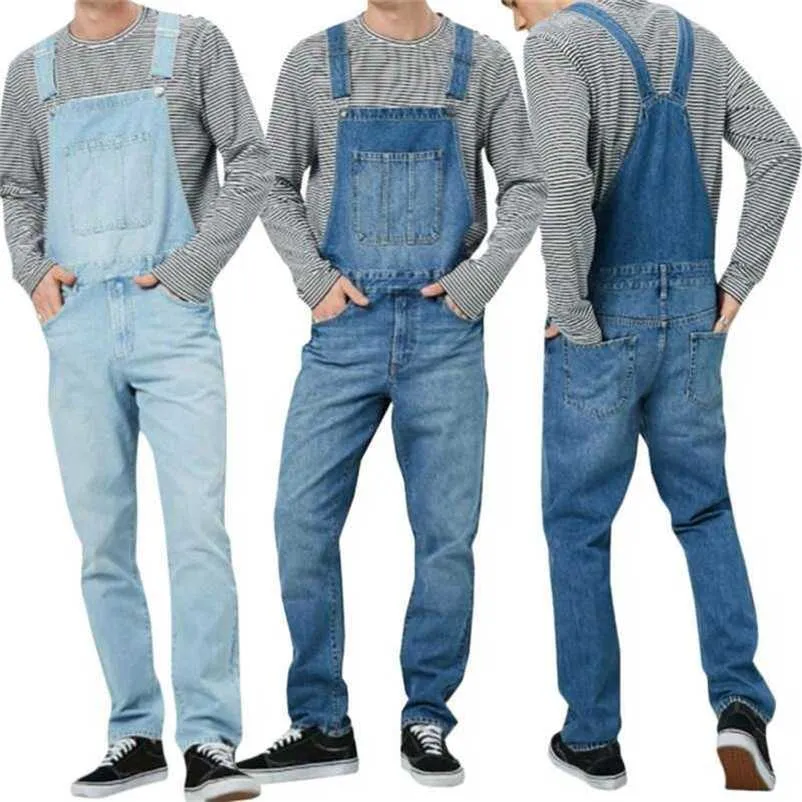 Mens Jeans Denim Dungarees Overalls Bib And Brace Overalls Jumpsuit Romper Pants 211120