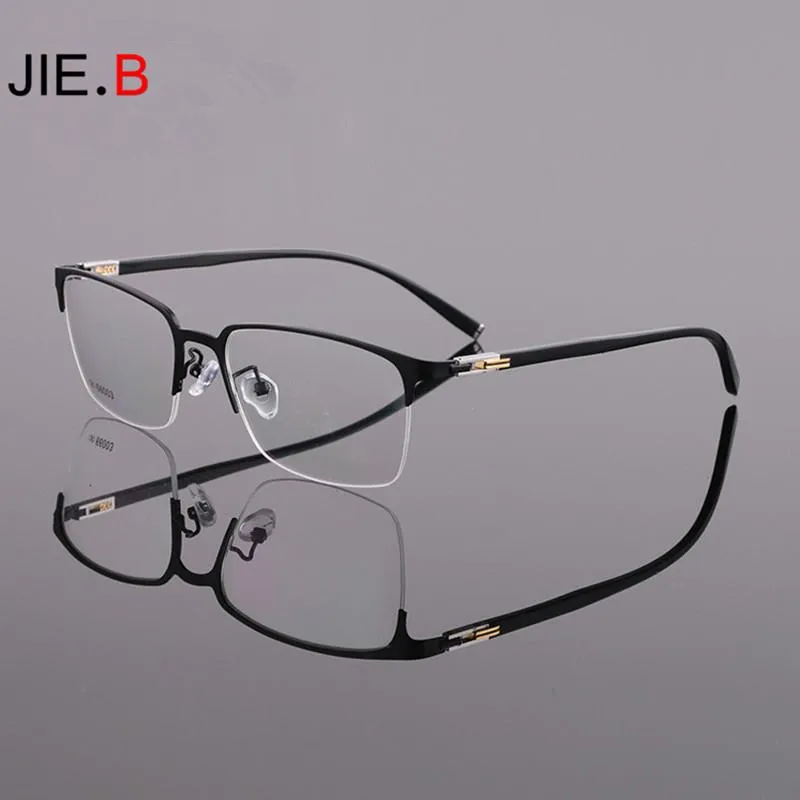 JIE.B Business ultraléger demi-monture miroir optique tendance décontractée en alliage de titane lunettes de vue montures de lunettes de soleil de mode