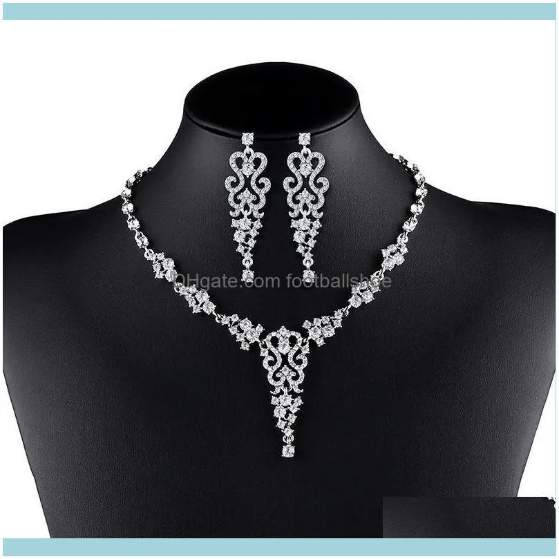 & Sets Jewelrydesigners Bridal Jewelry Pography Evening Party Zircon Earrings Necklace Two Piece Set Nkn48 Drop Delivery 2021 Ph4Uo