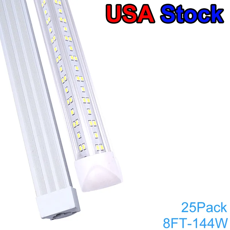 T8 LED TUBE V Формы светодиодов Интегральные трубы 2FT 4FT 5FT 6FT 8FT 8 футов Двойной ряд 4 футов 36W 72W 100W 144W США